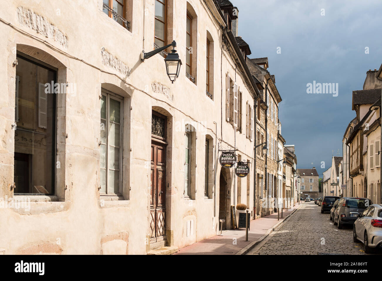 Cobblestone street, Beaune, France Stock Photo