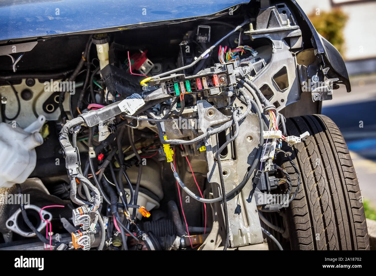 car whose engine has been completely removed Stock Photo Alamy