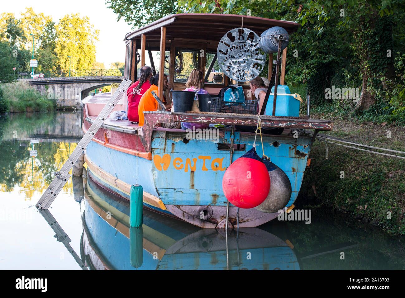 Canal barge, France Stock Photo