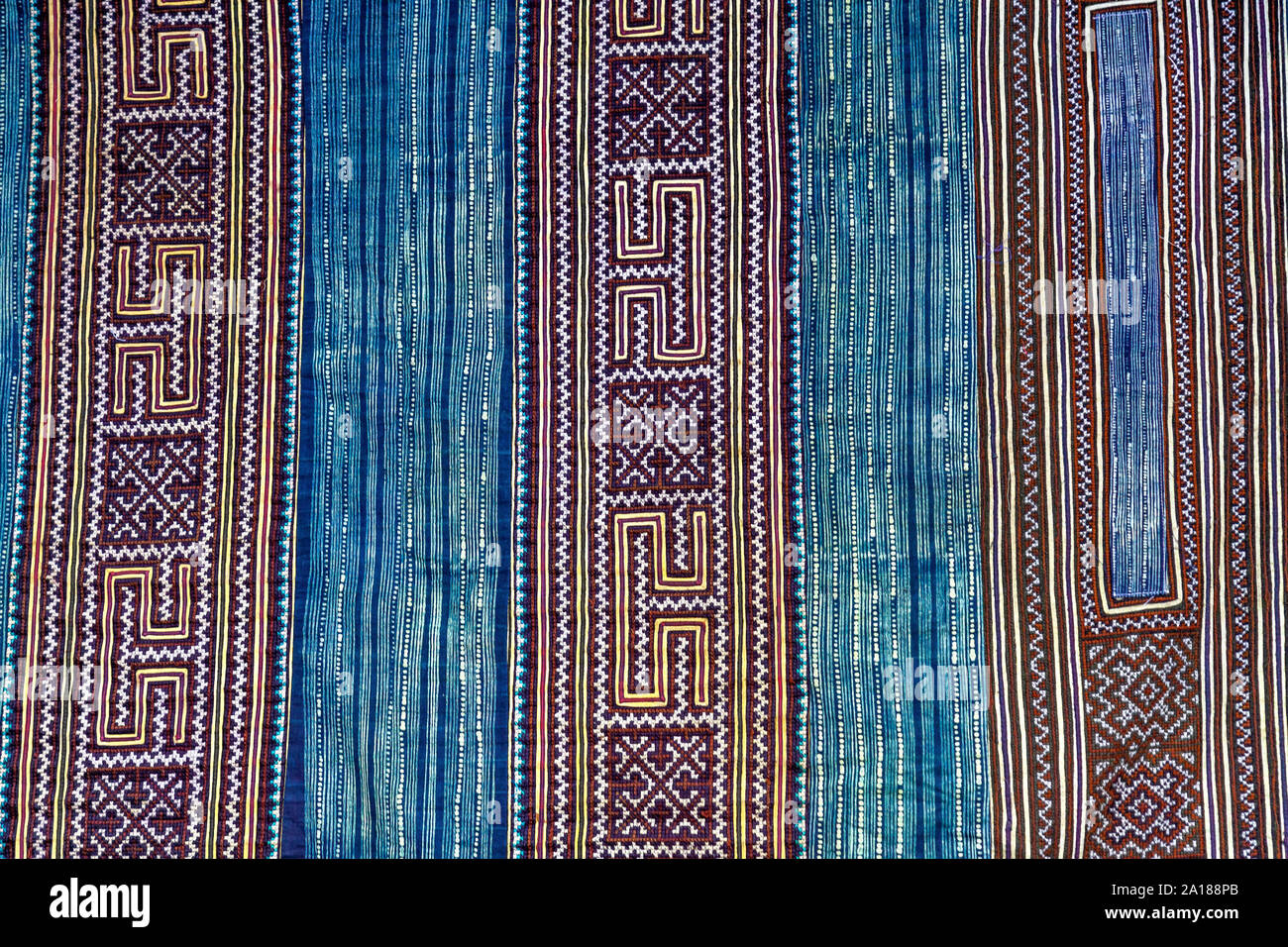 Woven blanket at Sunday market in Bac Ha town, in Lao Cai province, in