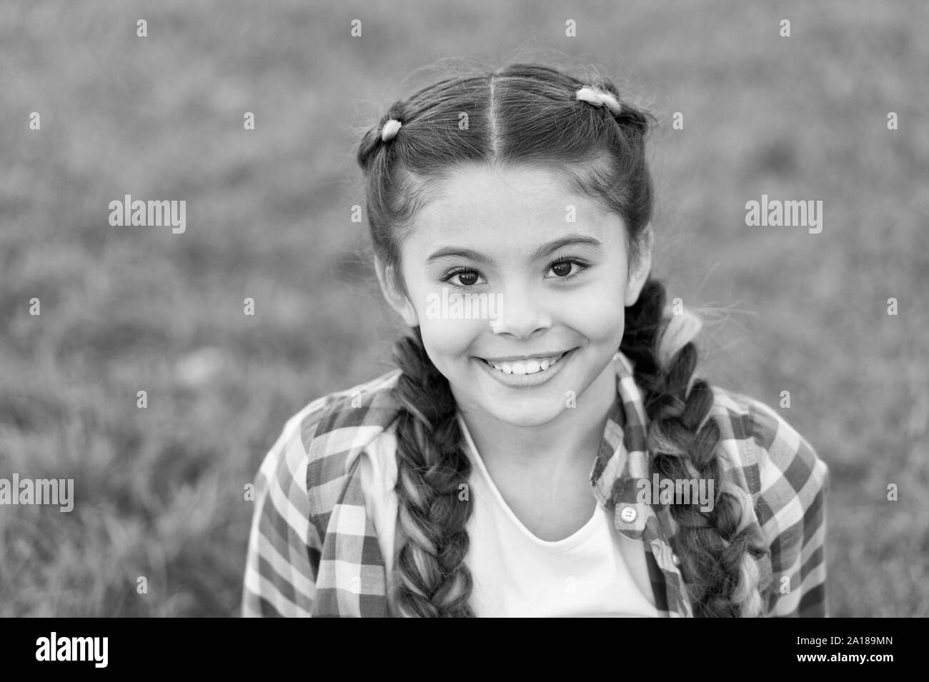 Charming Smile Girl Small Kid With Fashionable Braids Hairstyle