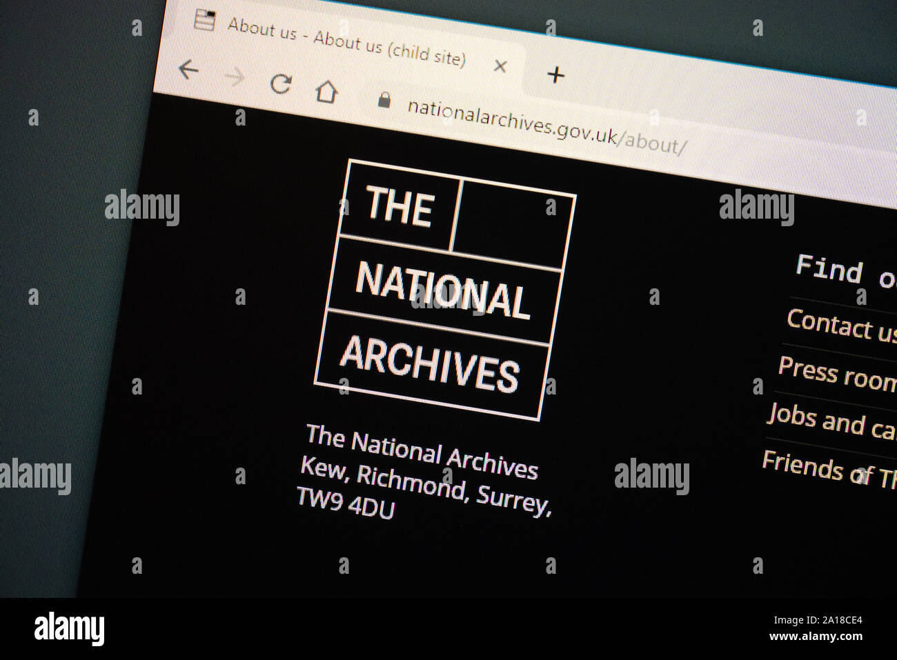 Uk national archives website stock photo alamy