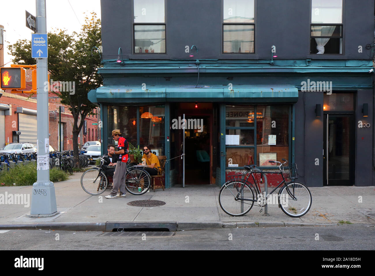 San Pedro Inn, 320 Van Brunt St, Brooklyn, New York. NYC storefront photo of a bar and mexican eatery in red hook. Stock Photo