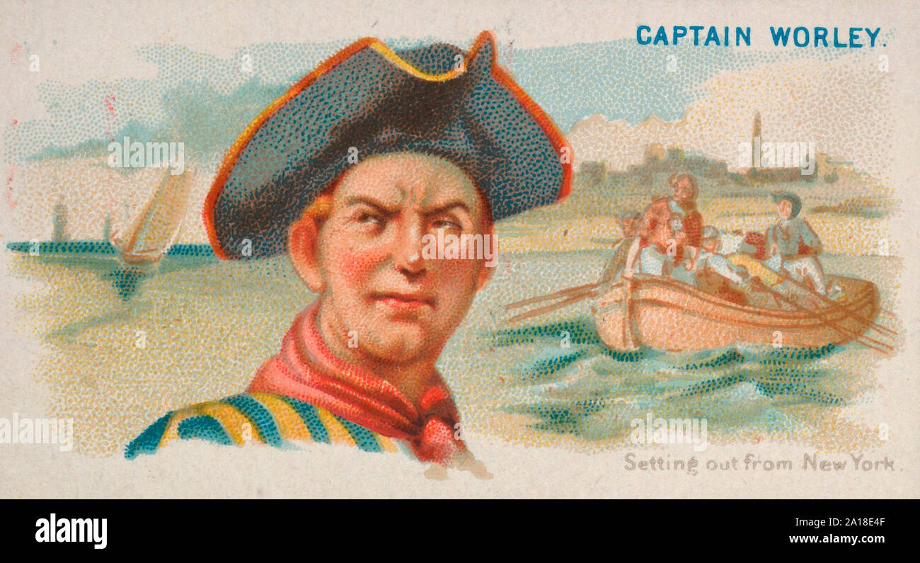 Captain Worley, Setting out from New York, from the Pirates of the Spanish Main series, circa 1888 Stock Photo