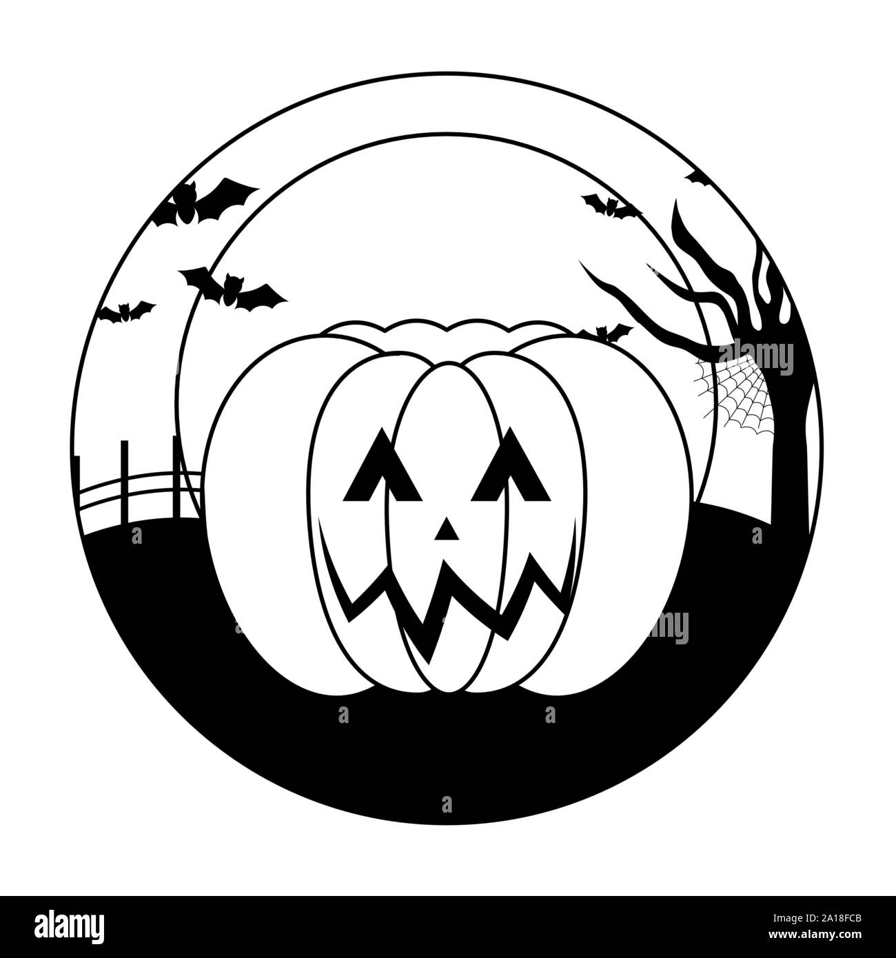 Pumpkin design over halloween scene, vector illustration Stock Vector ...