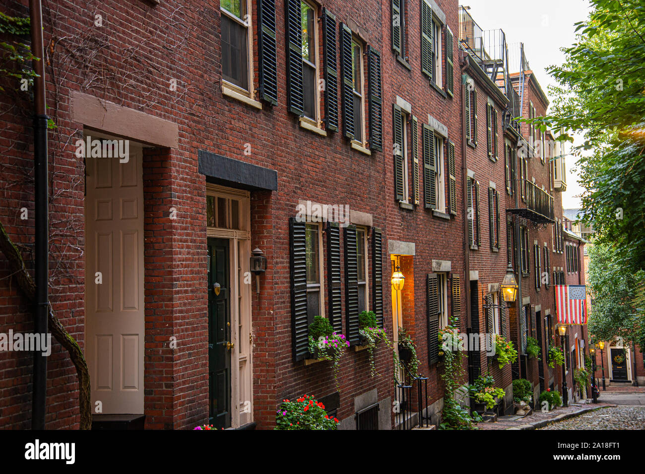 Acorn street is one of the most photographed streets in America Stock Photo
