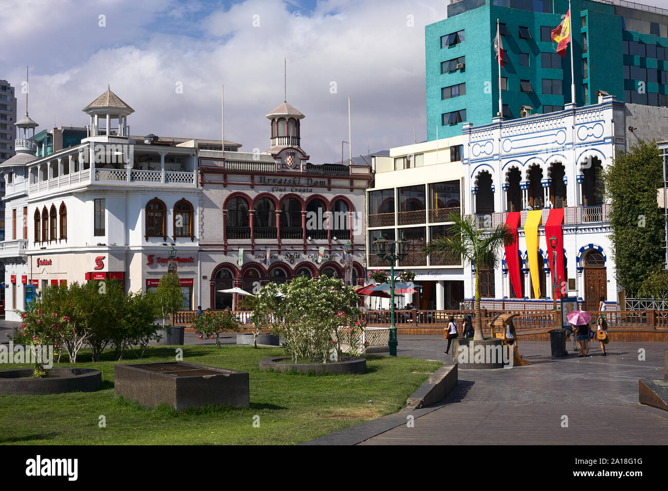 IQUIQUE, CHILE - JANUARY 22, 2015: Unidentified people on Plaza Prat main square in Iquique, Chile Stock Photo