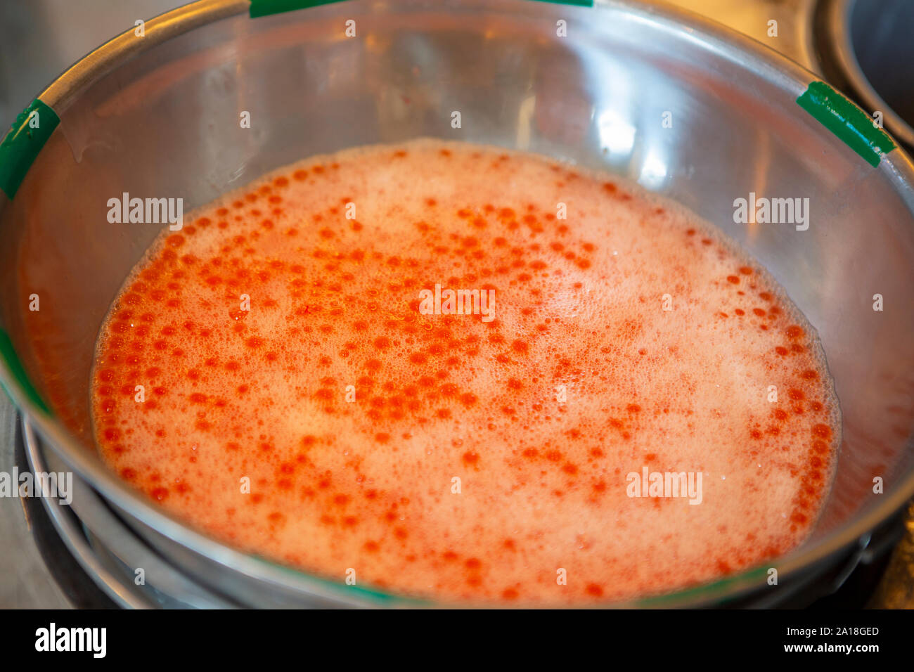 Salmon eggs being fertilized at Spring Creek National Fish Hatchery
