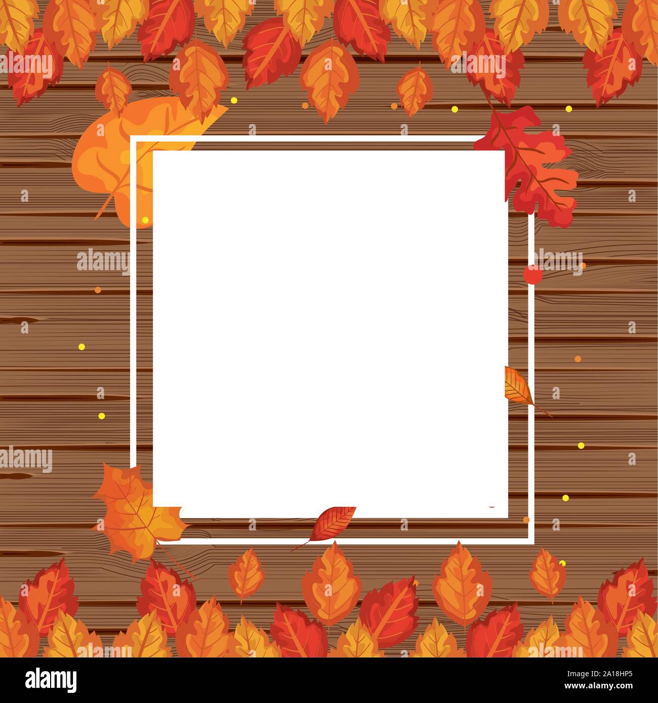 background wooden with autumn leafs and frame Stock Vector Image & Art ...