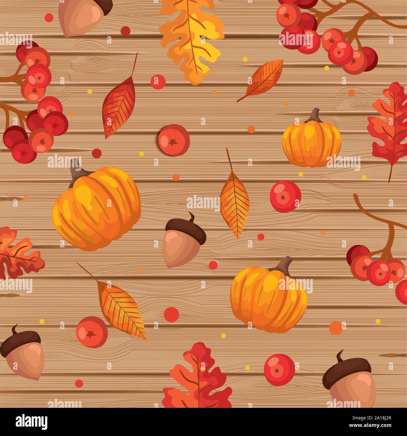 background wooden with autumn leafs and fruits Stock Vector Image & Art ...
