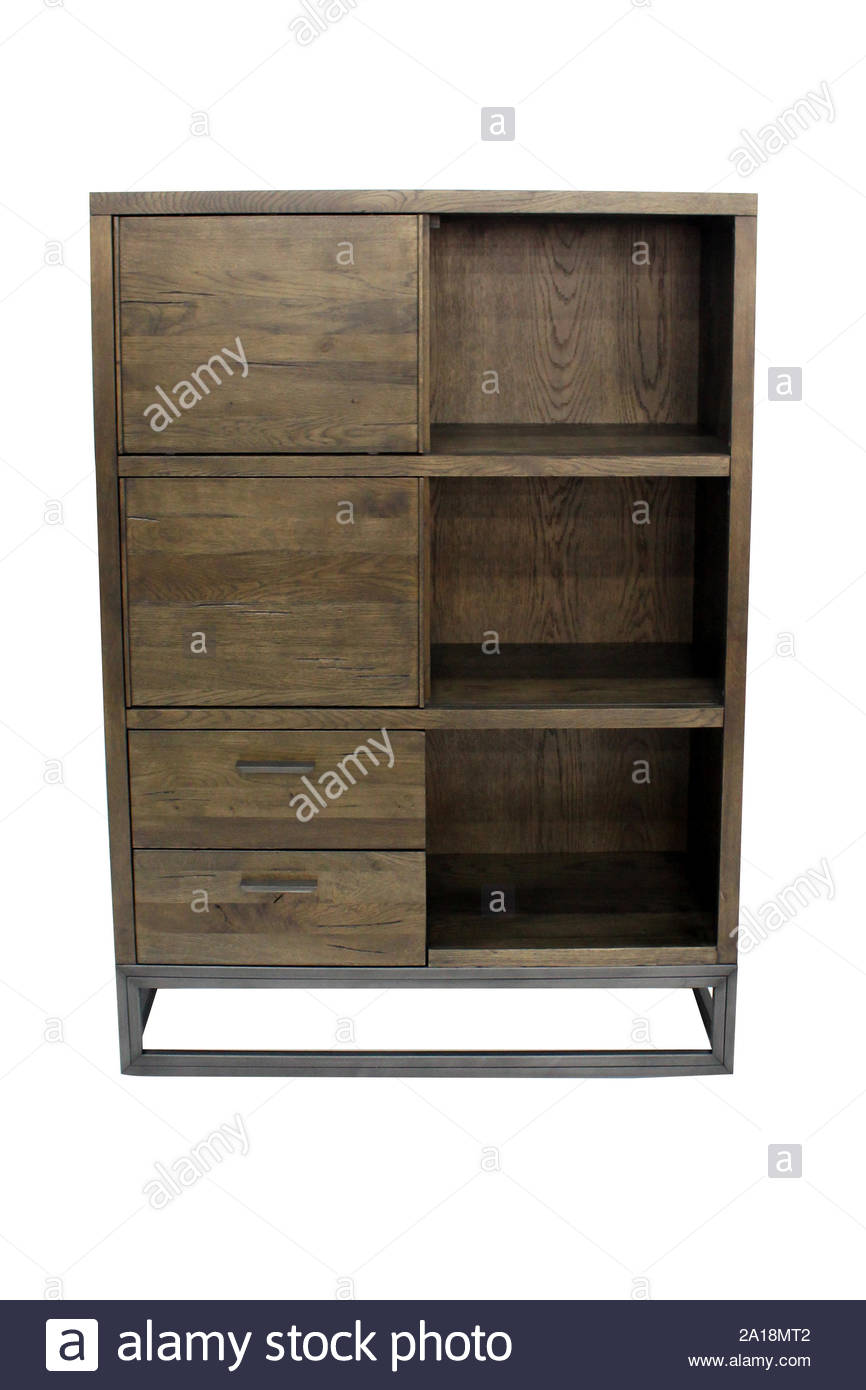 Antique Cabinet Furniture Isolated On White Background Metal
