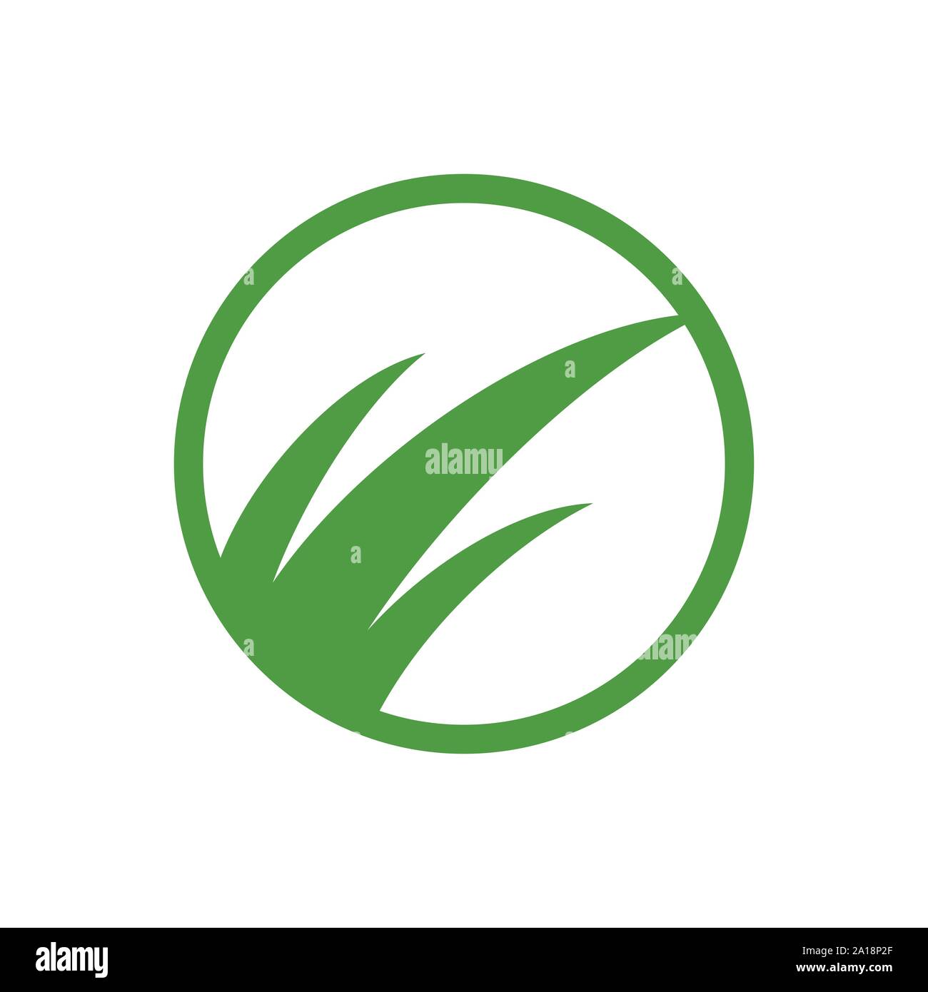 Green Grass Simple Abstract Vector Symbol Graphic Logo Design Template Stock Vector