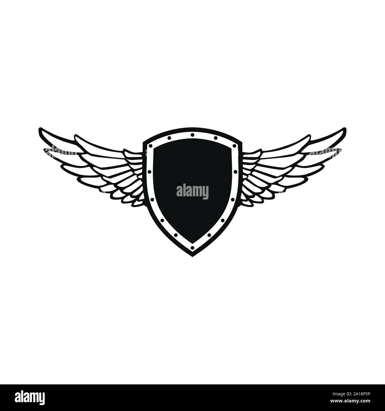 Guardian Wing Shield Vector Emblem Symbol Graphic Logo Design Template Stock Vector