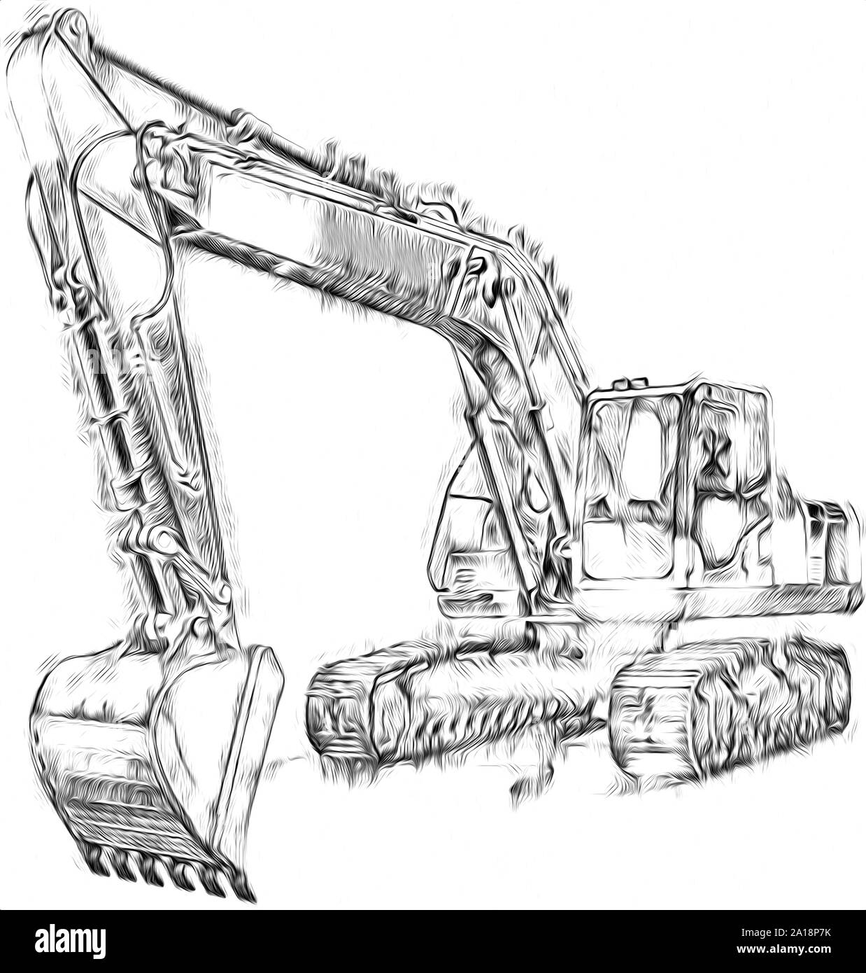 Excavator Drawing Coloring Page - ColoringAll