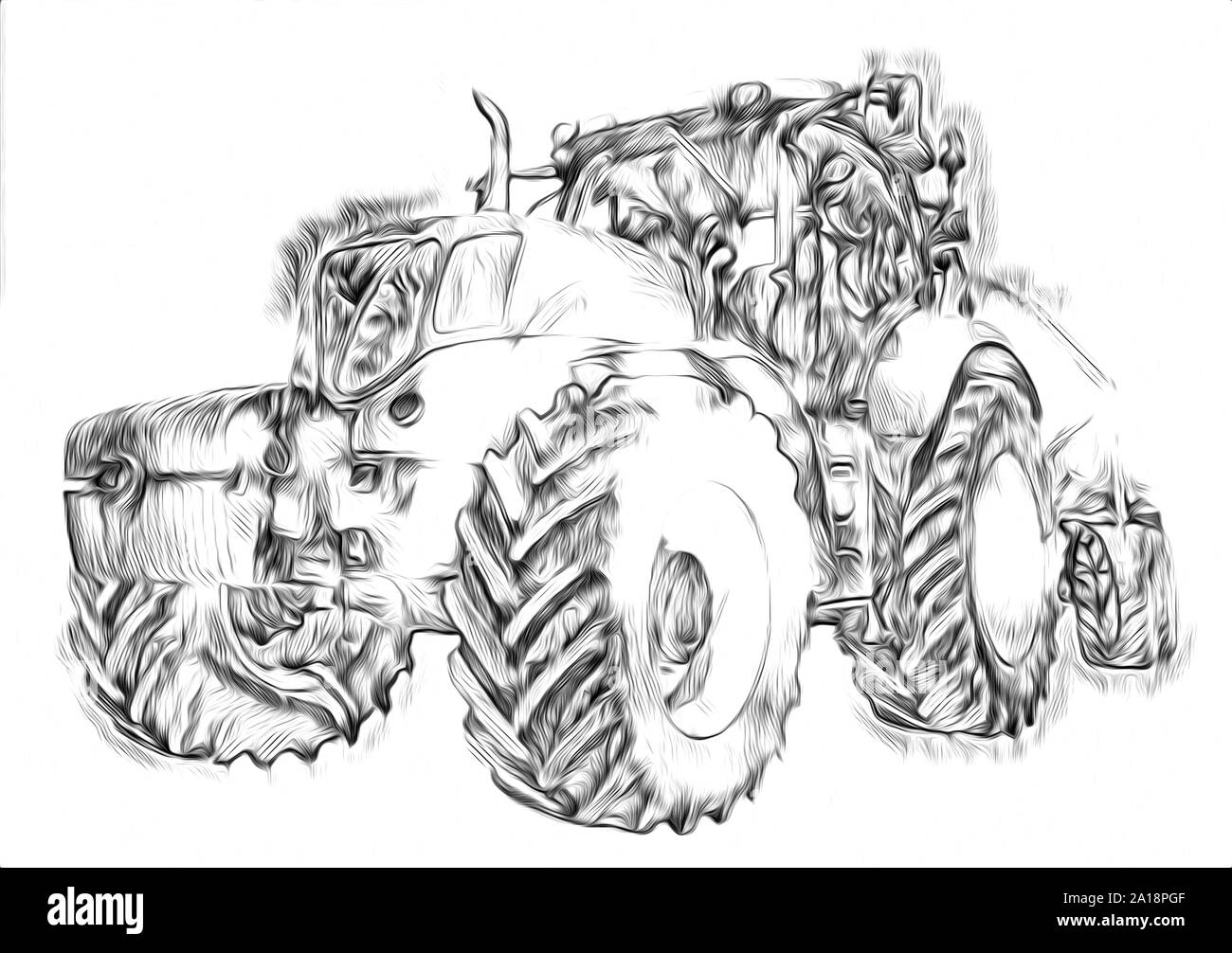 Agricultural tractor illustration color art Stock Photo Alamy