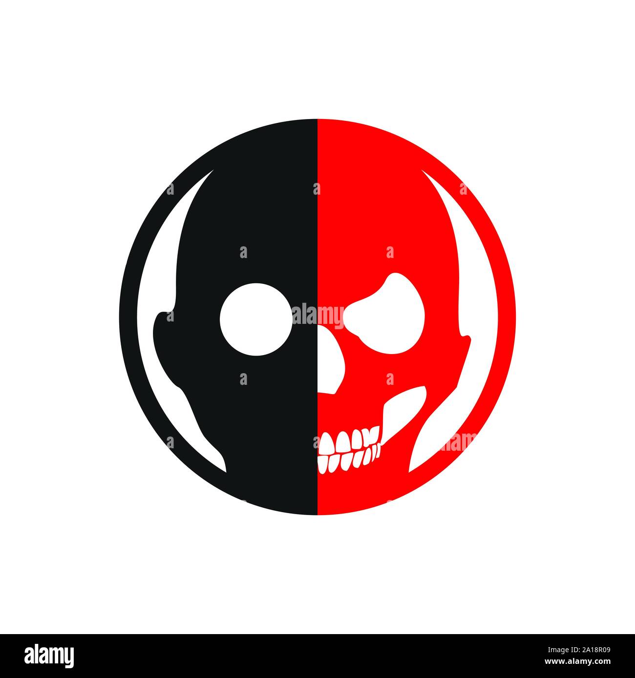 Half Face Halloween Skull Vector Symbol Graphic Logo Design Template Stock Vector