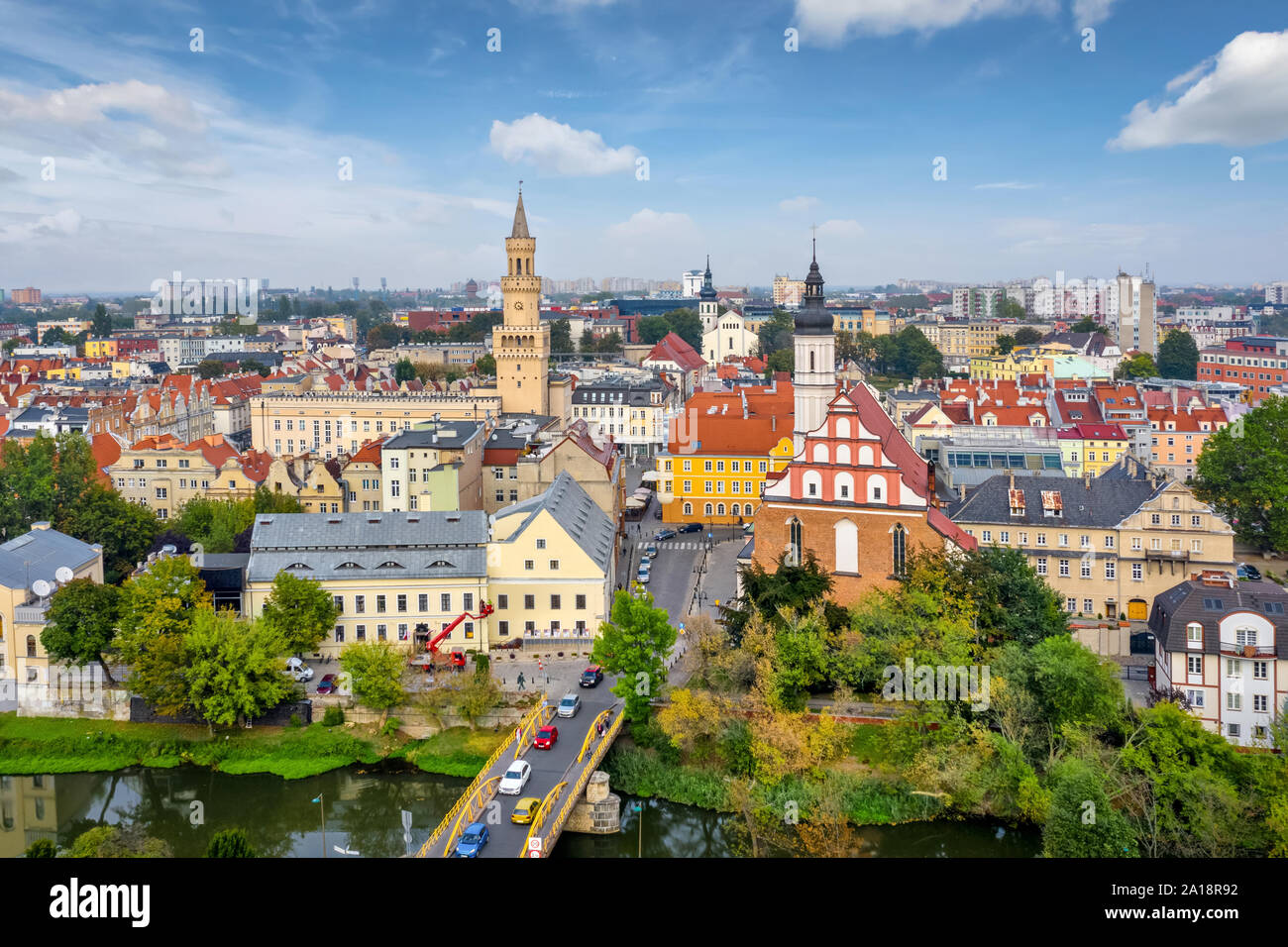 Opole, Poland. Aerial view of Old Town Stock Photo