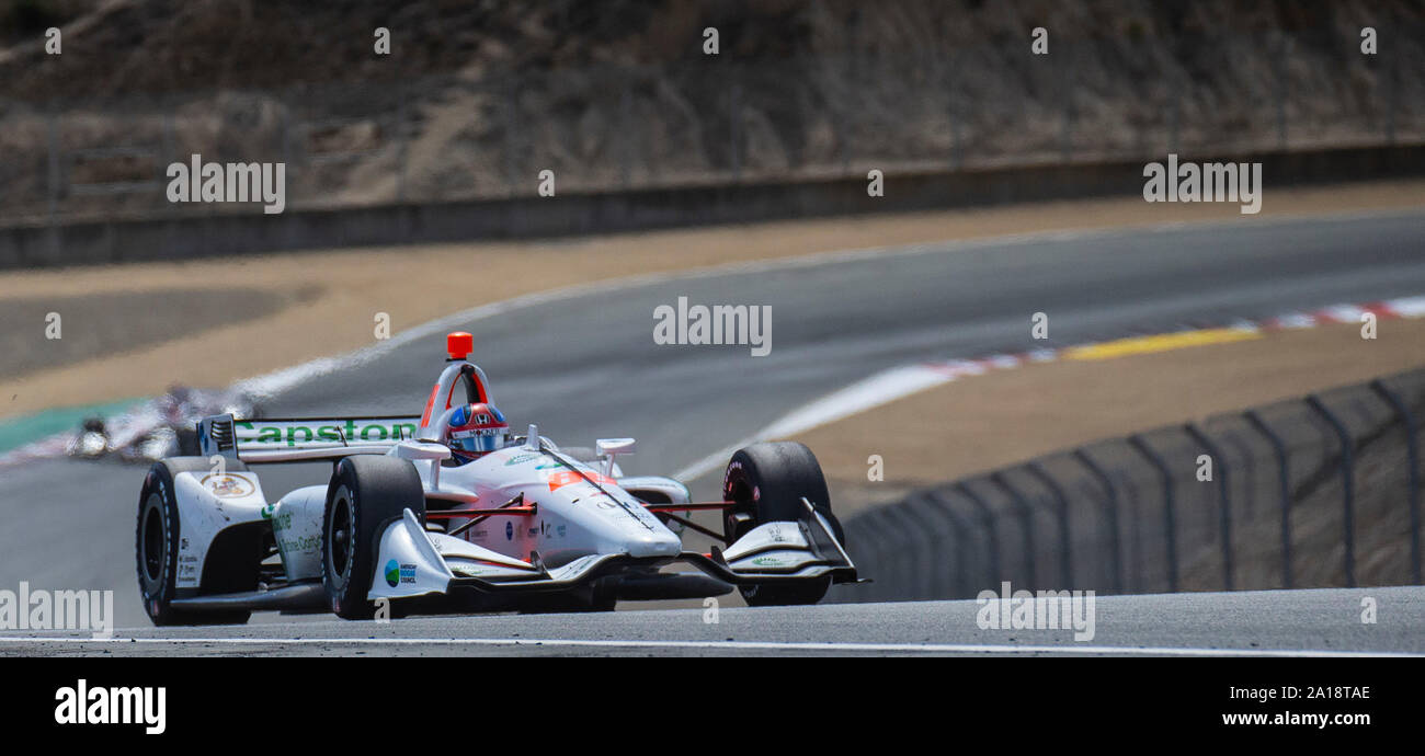 Monterey, CA, USA. 22nd Sep, 2019. A. newly-formed Andretti Harding Steinbrenner Autosport rookie driver Colton Herta coming out of turn 7 during the Firestone Grand Prix of Monterey IndyCar Championship at Weathertech Raceway Laguna Seca Monterey, CA Thurman James/CSM/Alamy Live News Stock Photo