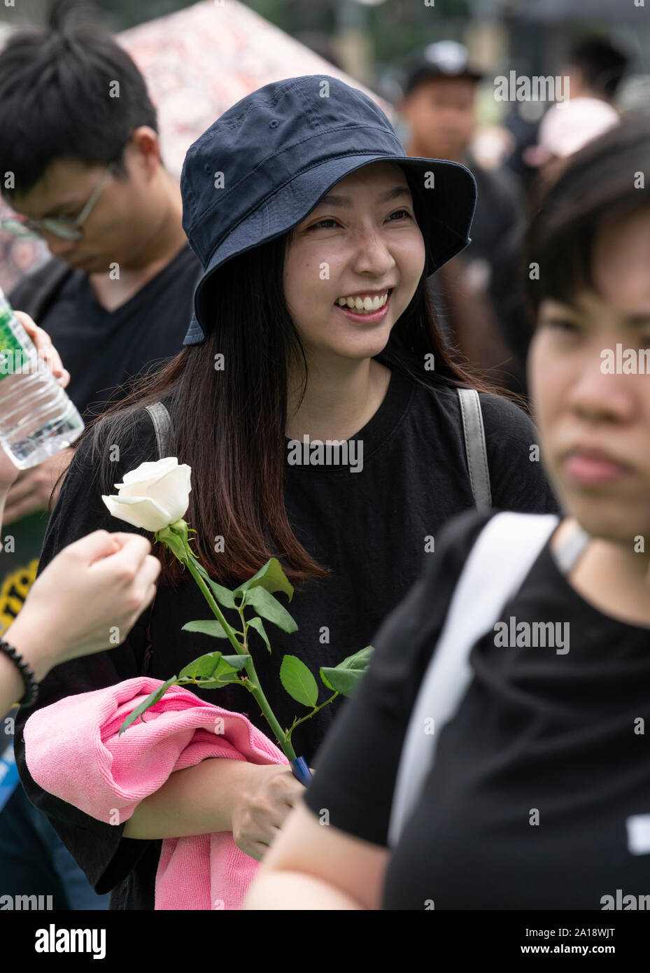 Protesters march in Hong Kong against the extradition bill tabled by Chief Executive Carrie Lam. Suspension of the bill fails to stop the march.Protes Stock Photo