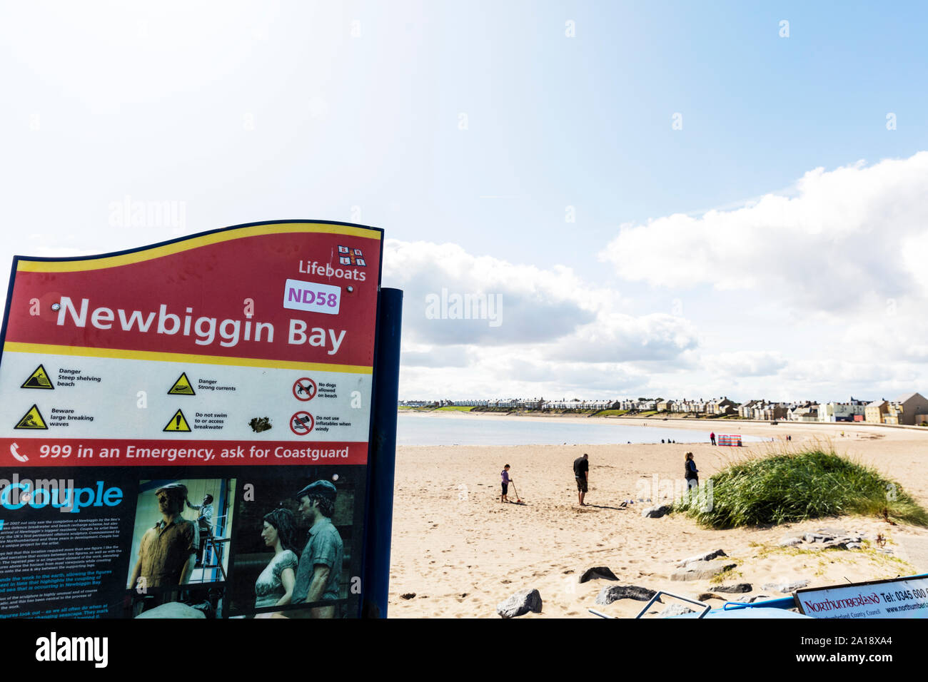 Newbiggin by the sea, Northumberland UK England, Newbiggin bay, Newbiggin beach, Newbiggin coast, Northumberland coast, coast, bay, coastline, sea, UK Stock Photo