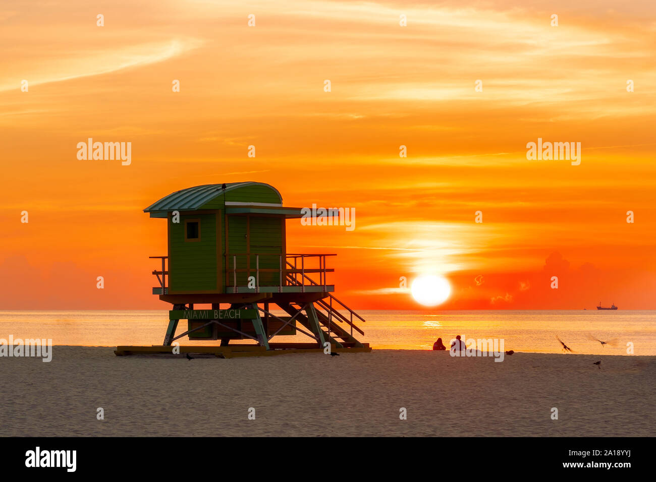 Sunrise at Miami Beach, Florida. Stock Photo