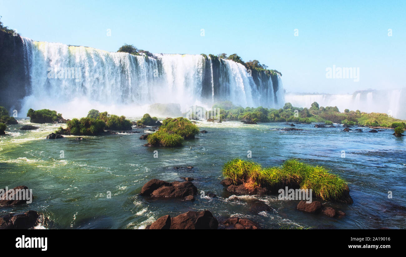 Cataratas do Iguazu, the biggest waterfalls of the Americas. Stock Photo