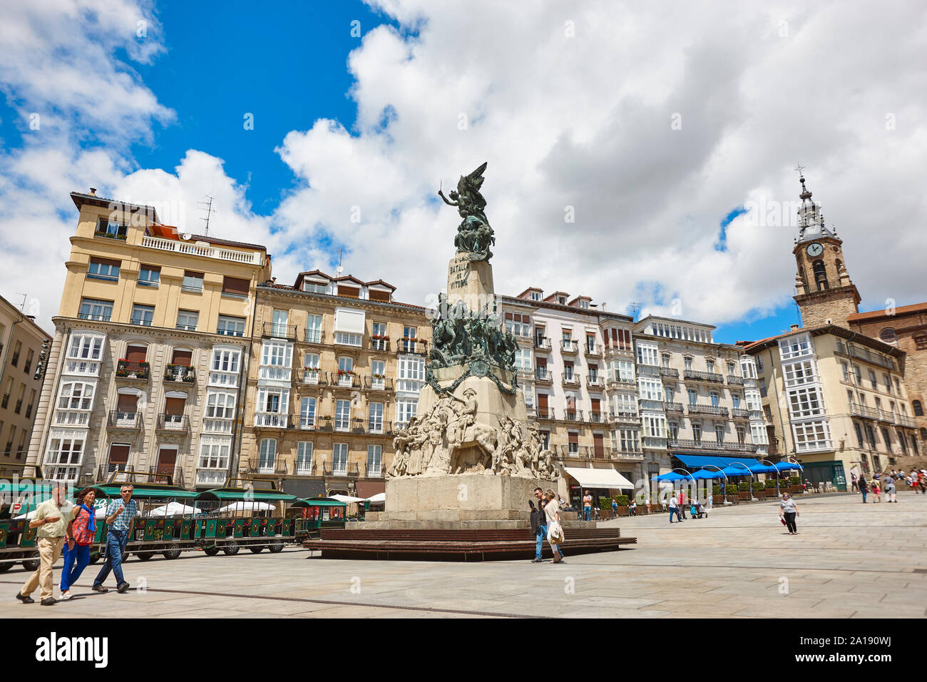 Traditional spanish old square in Vitoria-Gasteiz. Basque country ...