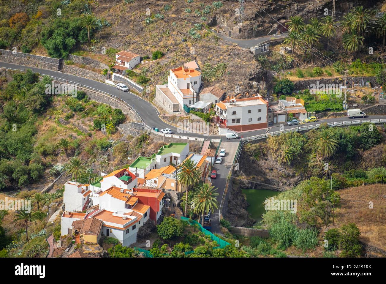 View to nice small village Chejelipes on La Gomera, Canaria Islands, Spain Stock Photo