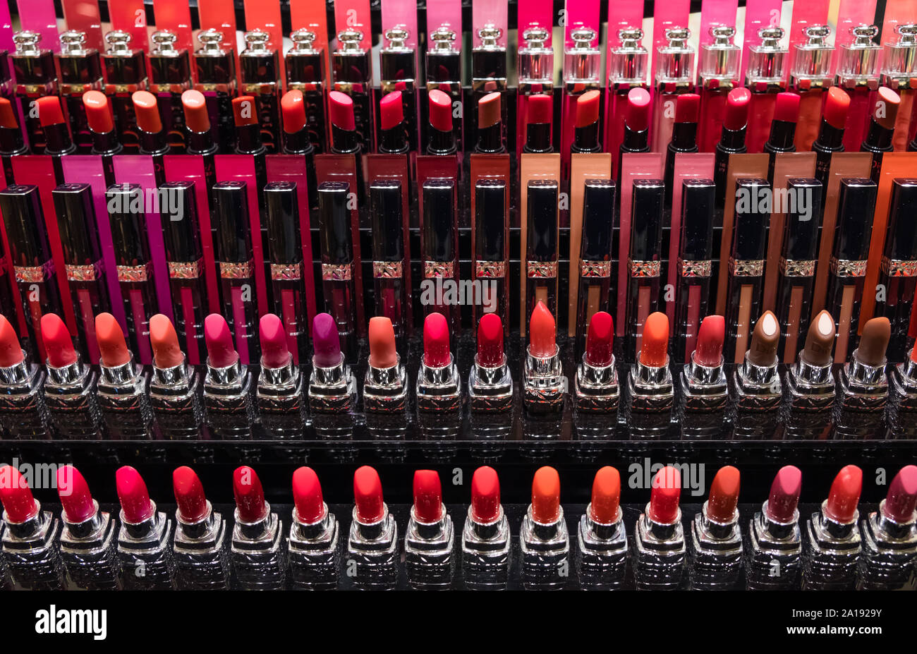 Singapore29 AUG 2018Colorful lipstick in Cosmetics counter in