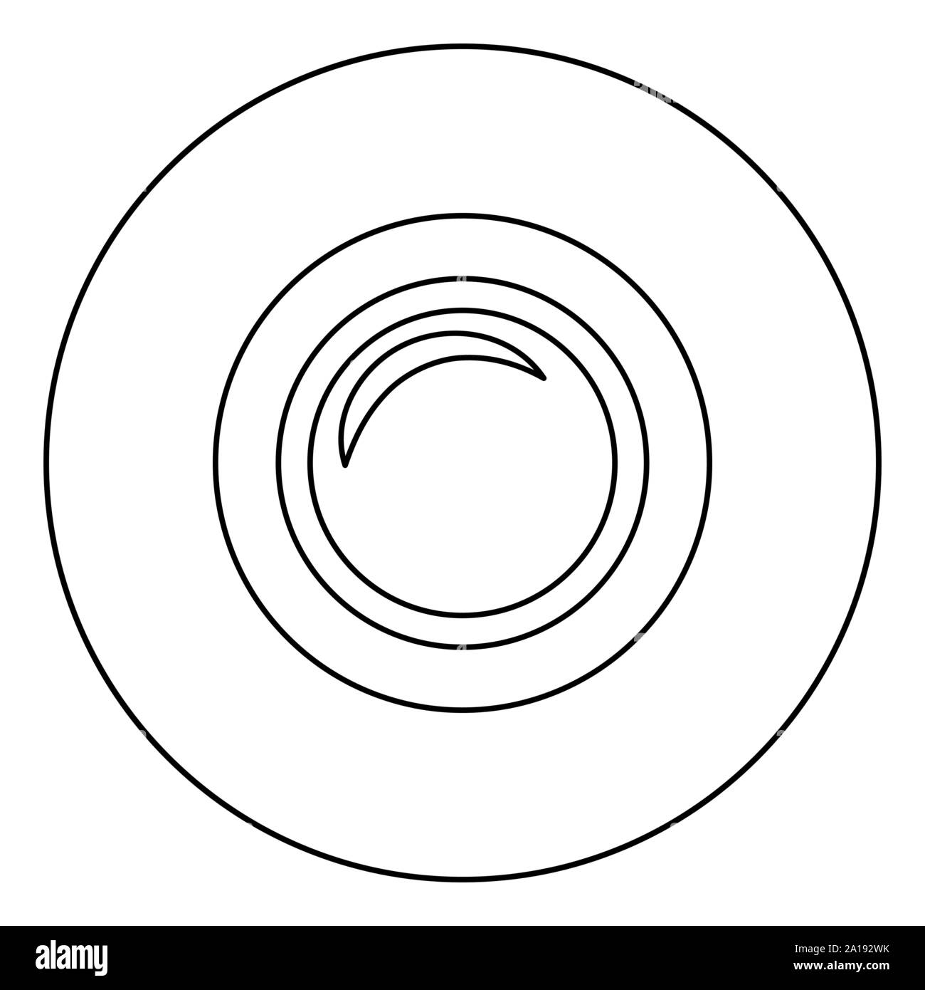 Camera lens photo equipment icon in circle round outline black color ...