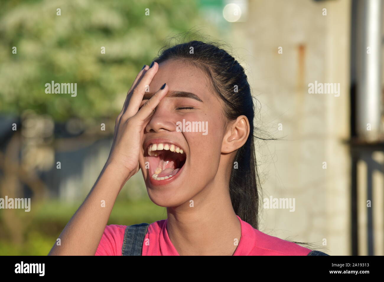 A Female And Laughter Stock Photo