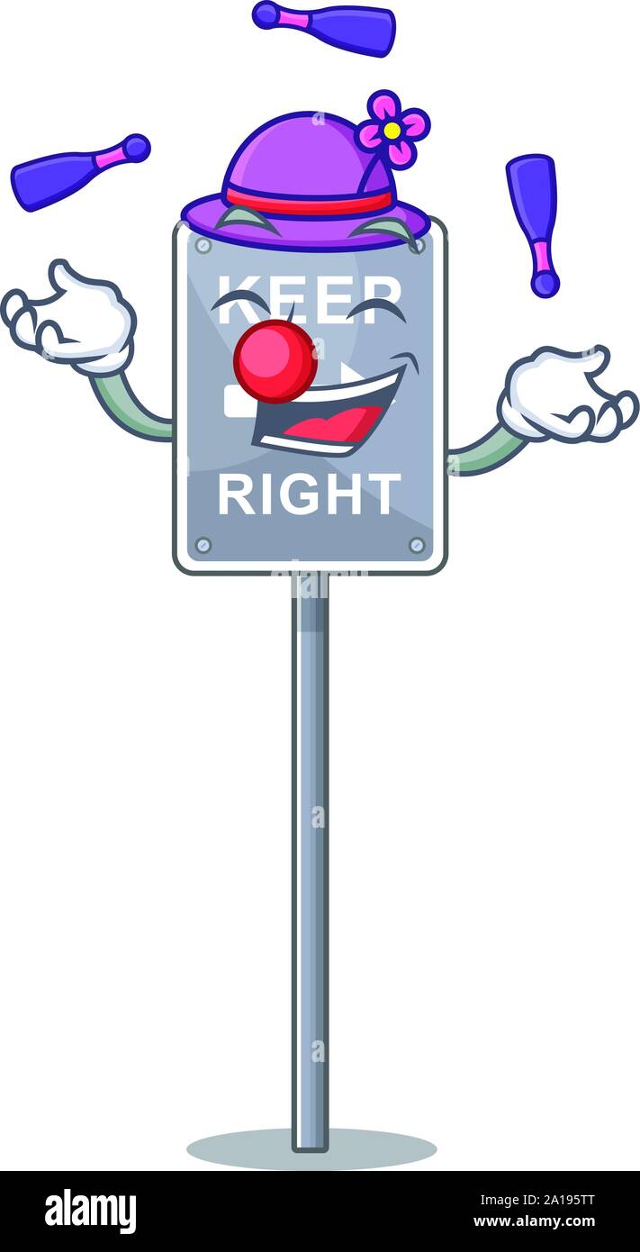 Juggling keep right on side road character Stock Vector