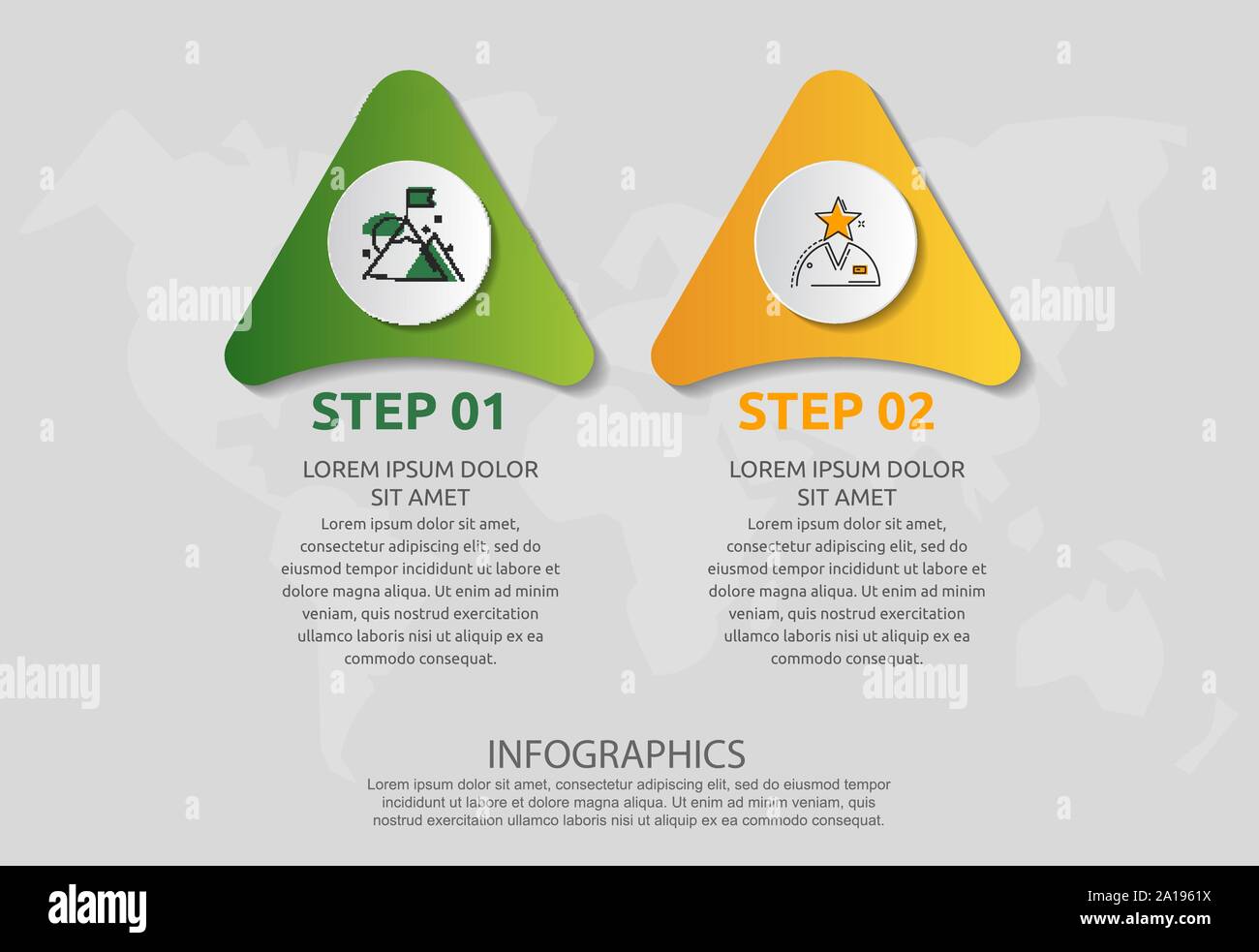 Vector infographic template with triangles and two circles. Business ...