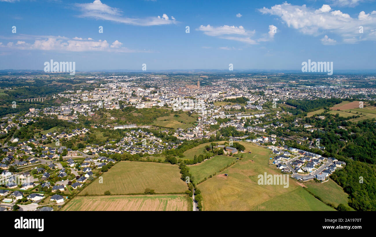 Aerial view of Rodez city in the Aveyron, France Stock Photo
