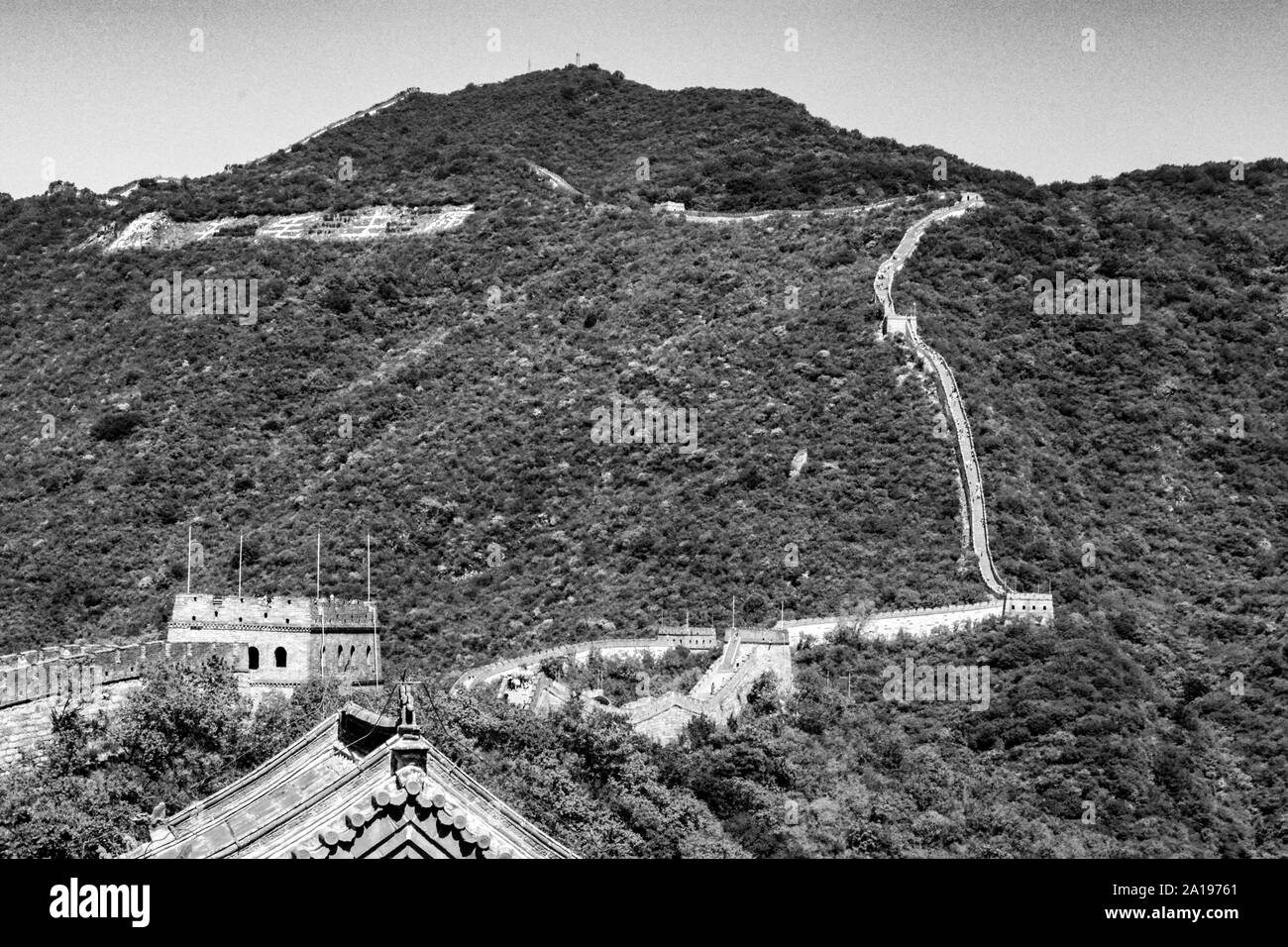 Great Wall in China in black and white Stock Photo Alamy