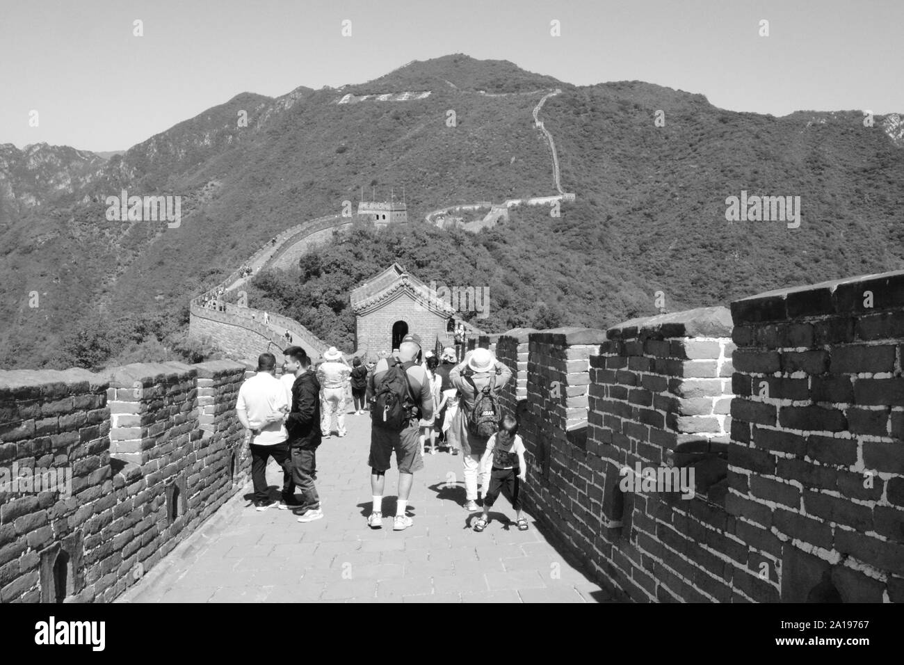 Great Wall in China in black and white Stock Photo Alamy