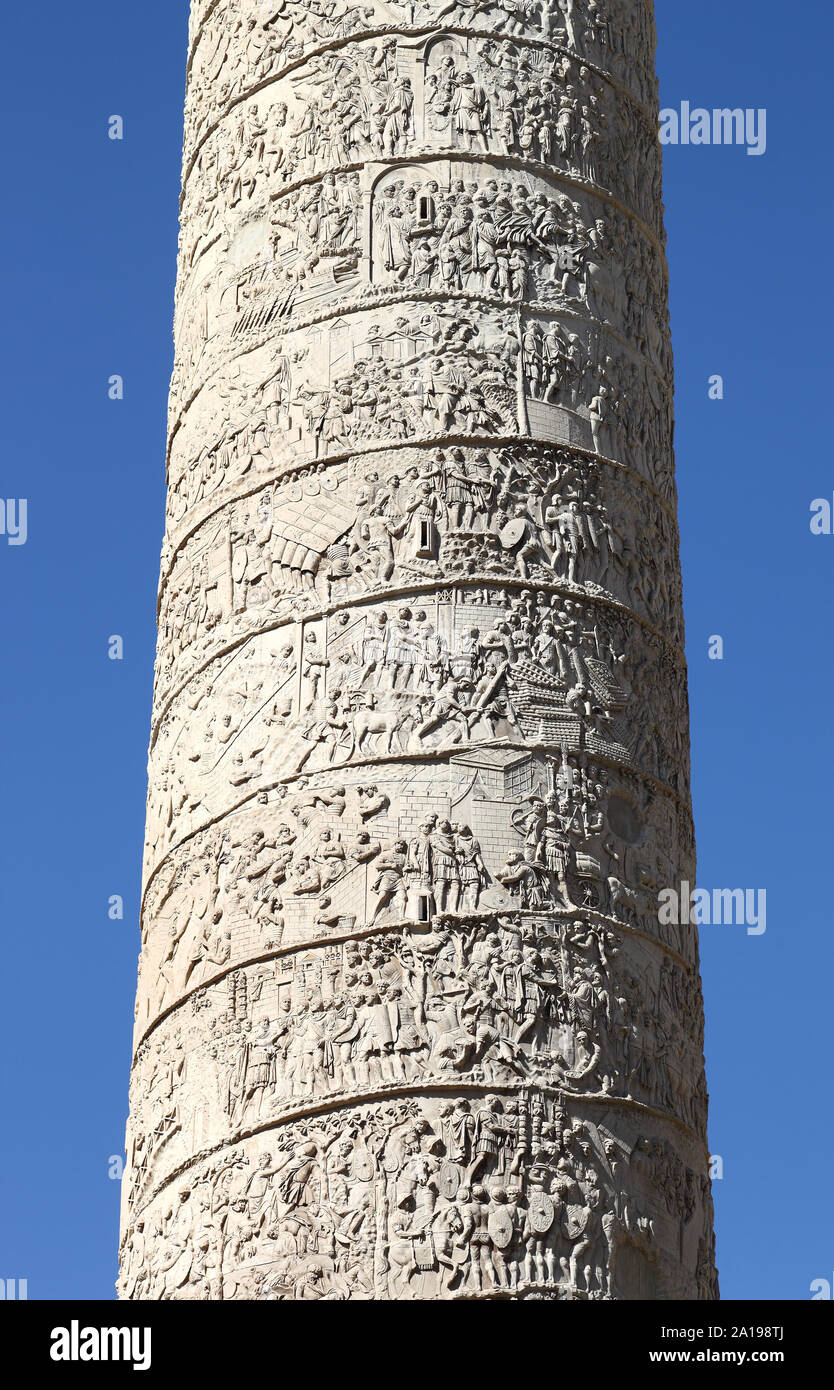 Trajan's Column, Rome - Italy: Emperor Trajan's monument to the Dacian wars. Stock Photo