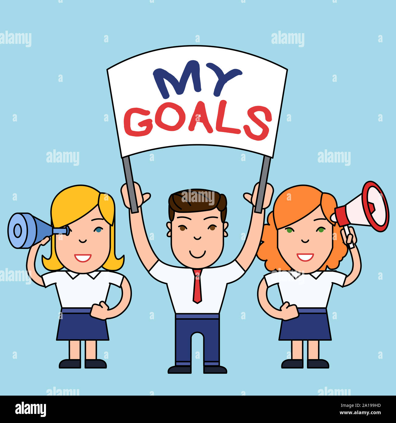 Conceptual hand writing showing My Goals. Concept meaning Future or desired  result that a demonstrating commits to achieve People with Banner, Megapho  Stock Photo - Alamy, image size:1300x1390