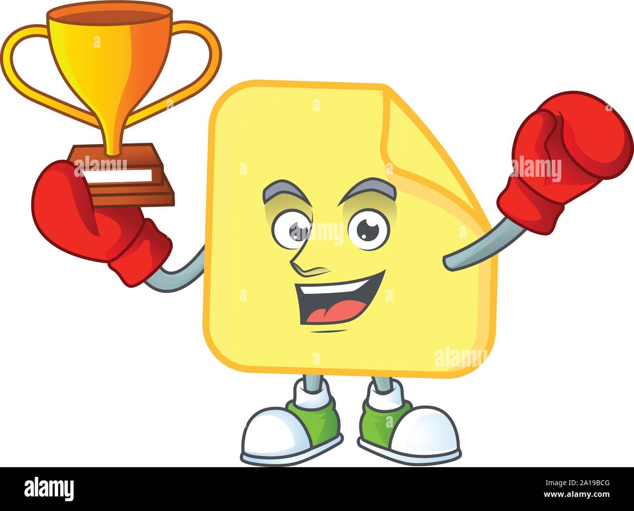 Boxing winner rounded sticker paper on white background. Stock Vector