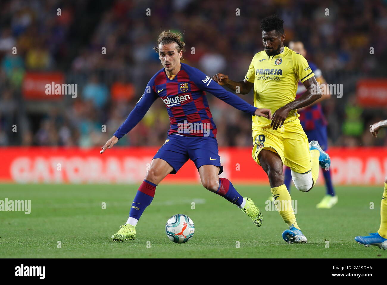 Barcelona Spain 24th Sep 19 L R Andre Frank Zambo Anguissa Villarreal Antoine Griezmann Barcelona Football Soccer Spanish La Liga Santander Match Between Fc Barcelona 2 1 Villarreal Cf At The Camp Nou In Barcelona