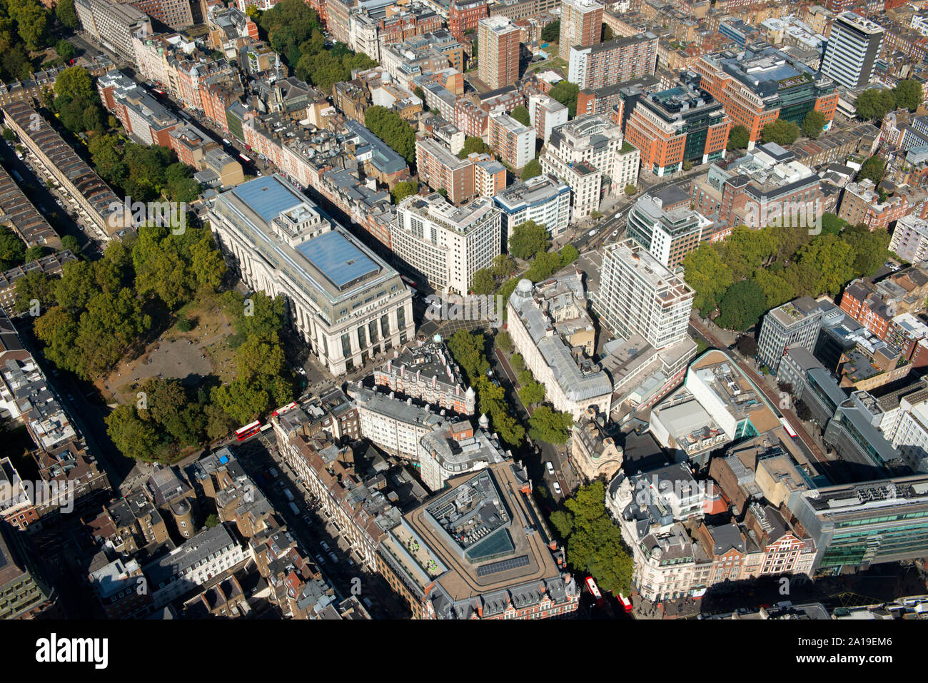 Bloomsbury Square and Southhampton Row as seen from the air Stock Photo