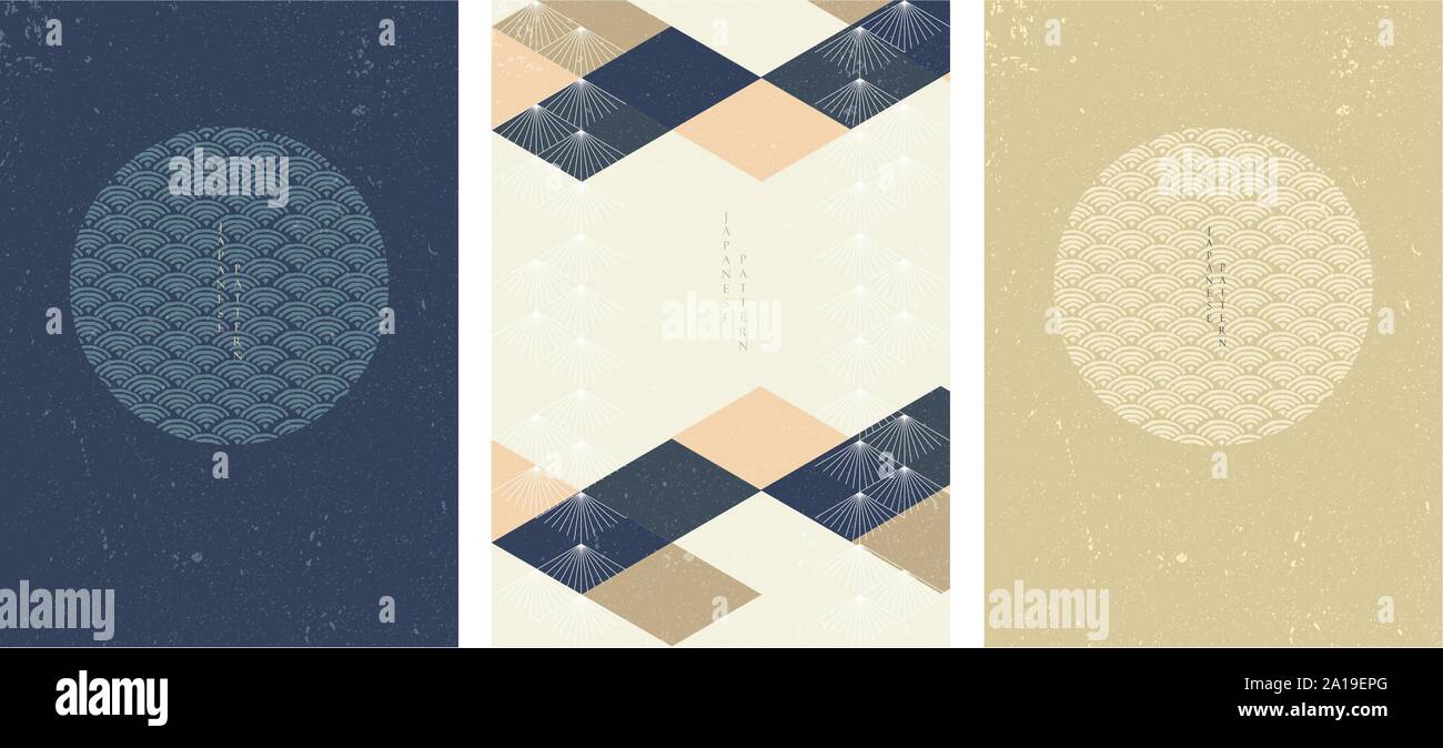 Japanese Template With Geometric Elements Vector Japanese Wave Pattern Stock Vector Image Art Alamy