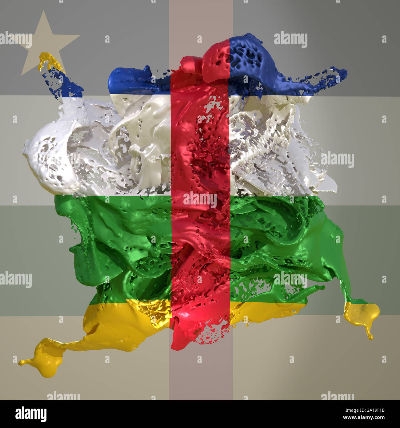 3d rendering of a Central African Republic country flag in a liquid ...