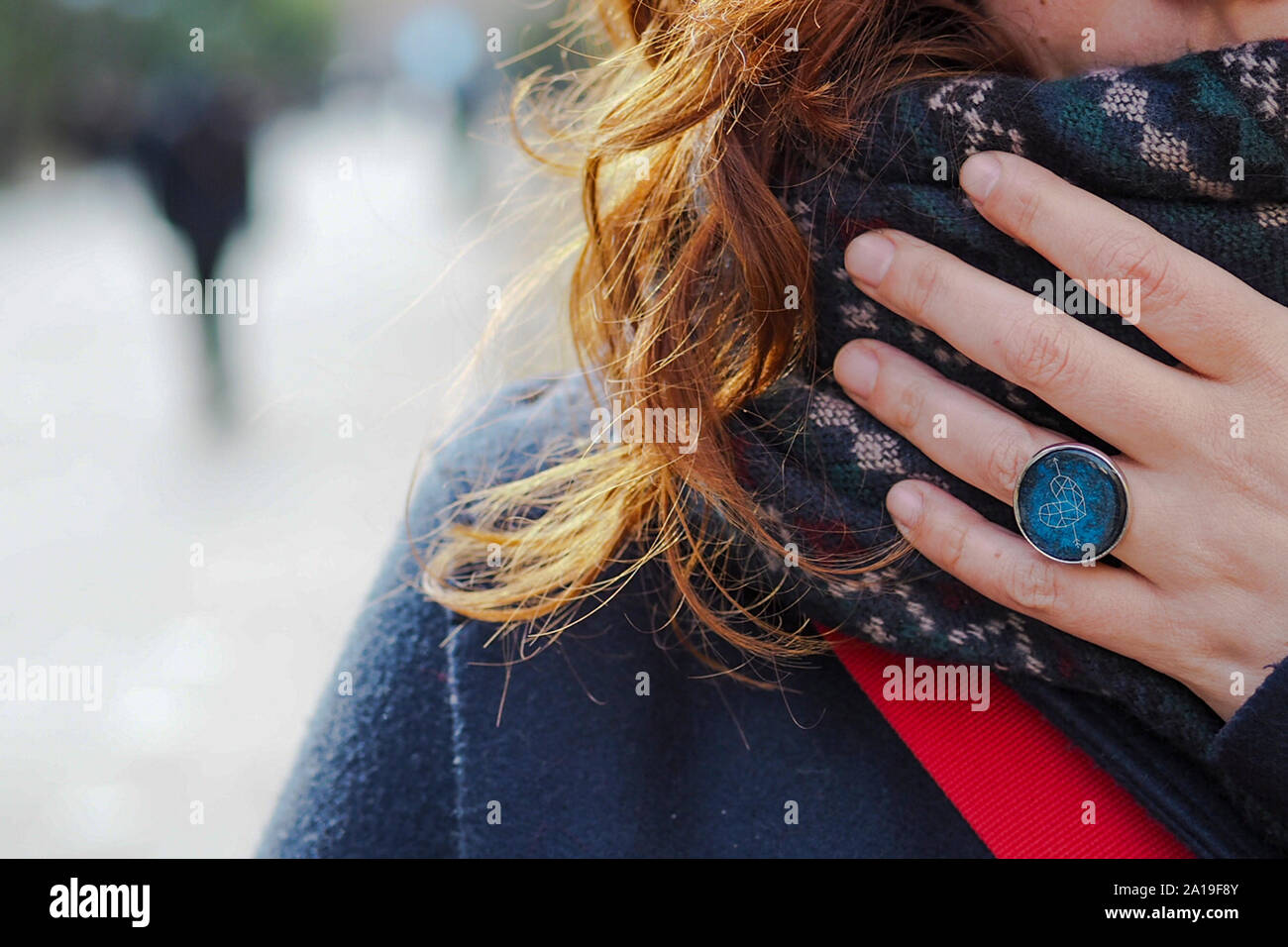 Woman close-up on a cold winter morning Stock Photo