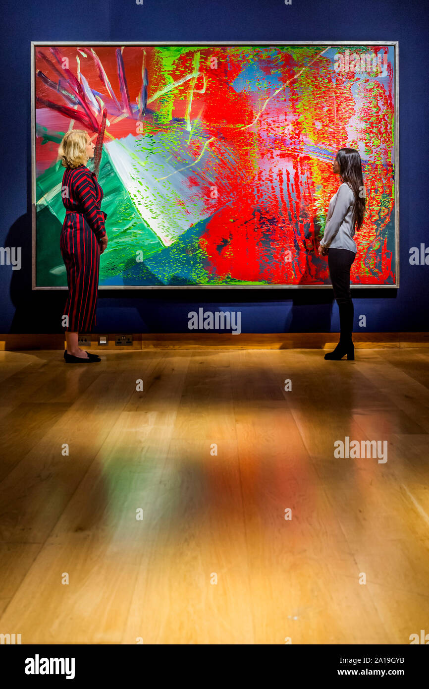 Christie’s, London, UK. 25th Sep 2019. Gerhard Richter, Abstraktes Bild, Painted in 1984, Est £6.5-9.5m, Post-War and Contemporary Art Evening Auction - Christie’s Frieze Week programme launch includes the private collection of Jeremy Lancaster (sale 1 October) and the Post-War and Contemporary Art Evening Auction (sale 4 Oct) amongst other sales. Credit: Guy Bell/Alamy Live News Stock Photo