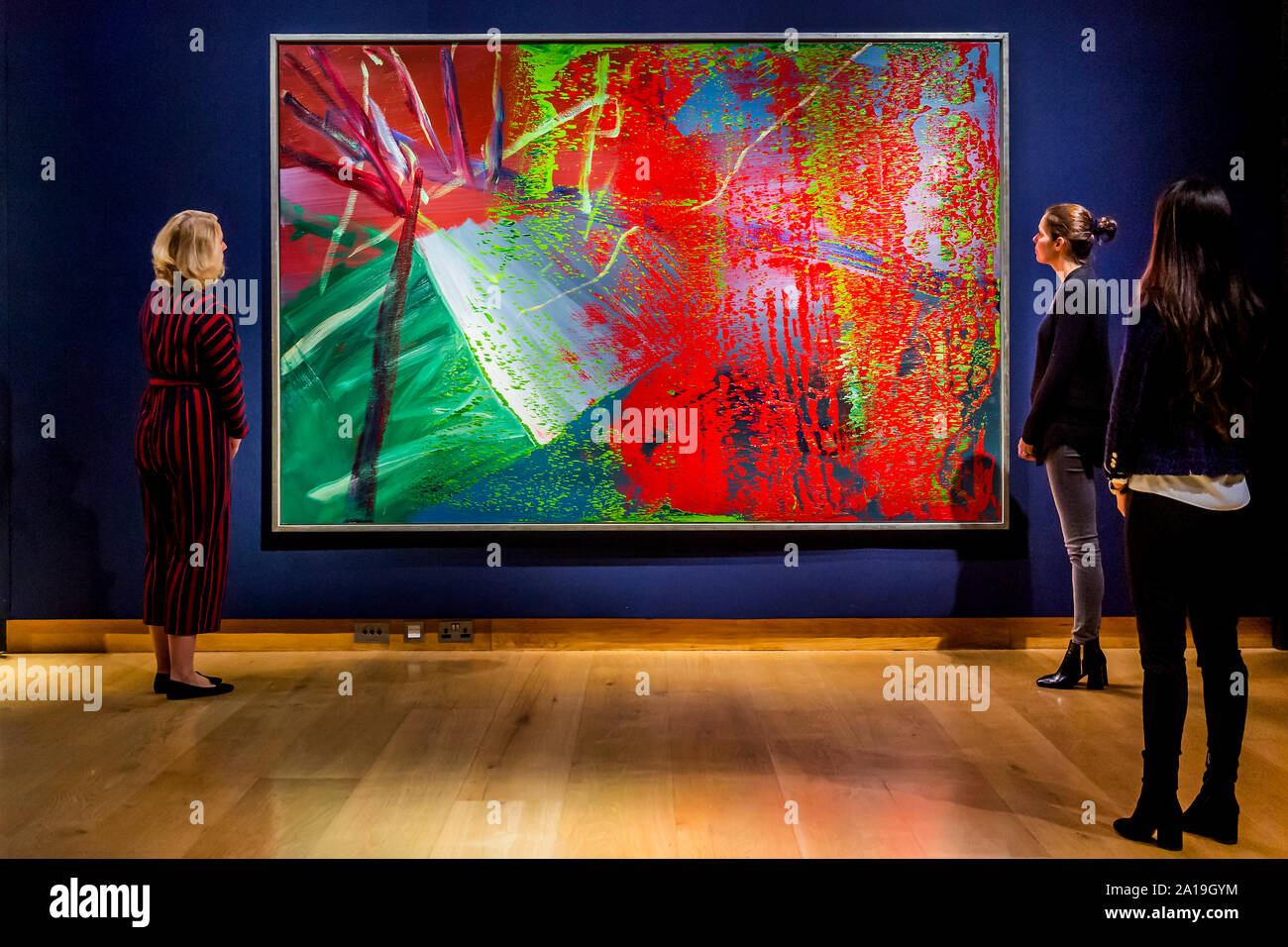 Christie’s, London, UK. 25th Sep 2019. Gerhard Richter, Abstraktes Bild, Painted in 1984, Est £6.5-9.5m, Post-War and Contemporary Art Evening Auction - Christie’s Frieze Week programme launch includes the private collection of Jeremy Lancaster (sale 1 October) and the Post-War and Contemporary Art Evening Auction (sale 4 Oct) amongst other sales. Credit: Guy Bell/Alamy Live News Stock Photo