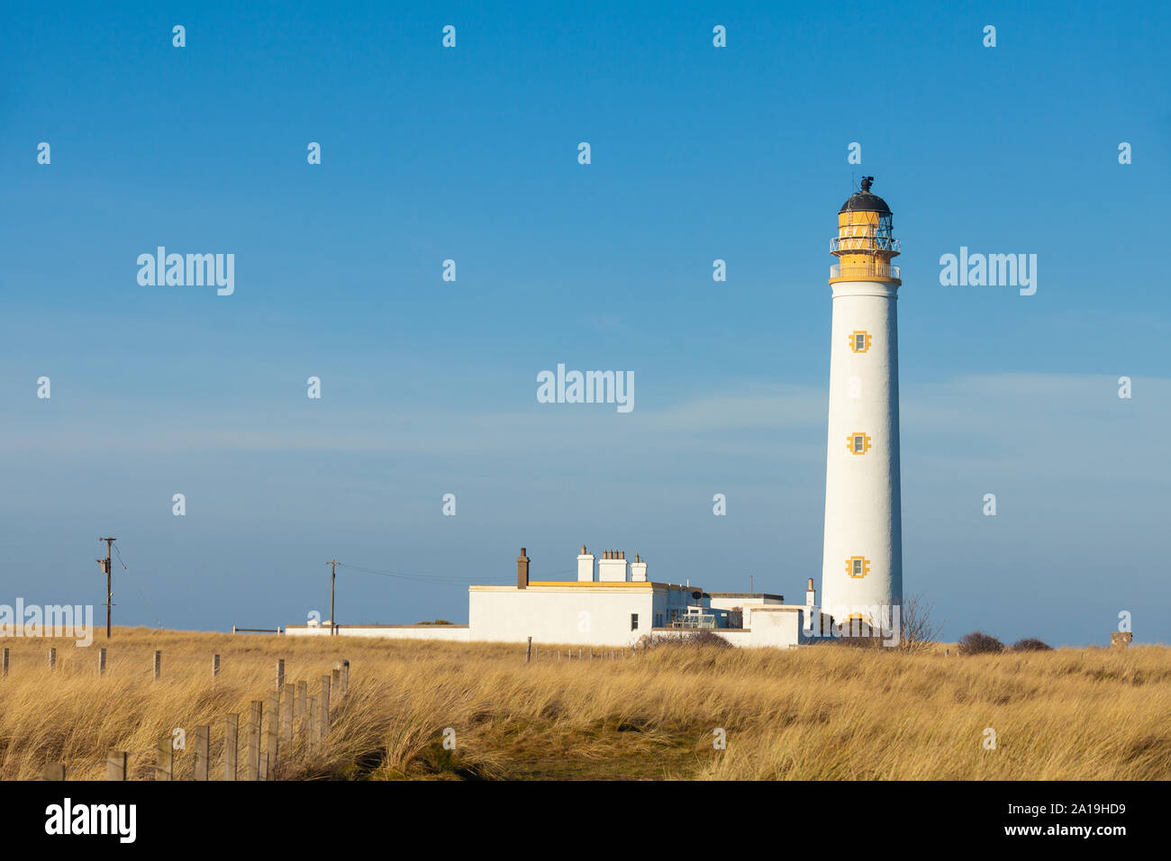 Barns Ness Lighthouse near Dunbar Scotland. Stock Photo