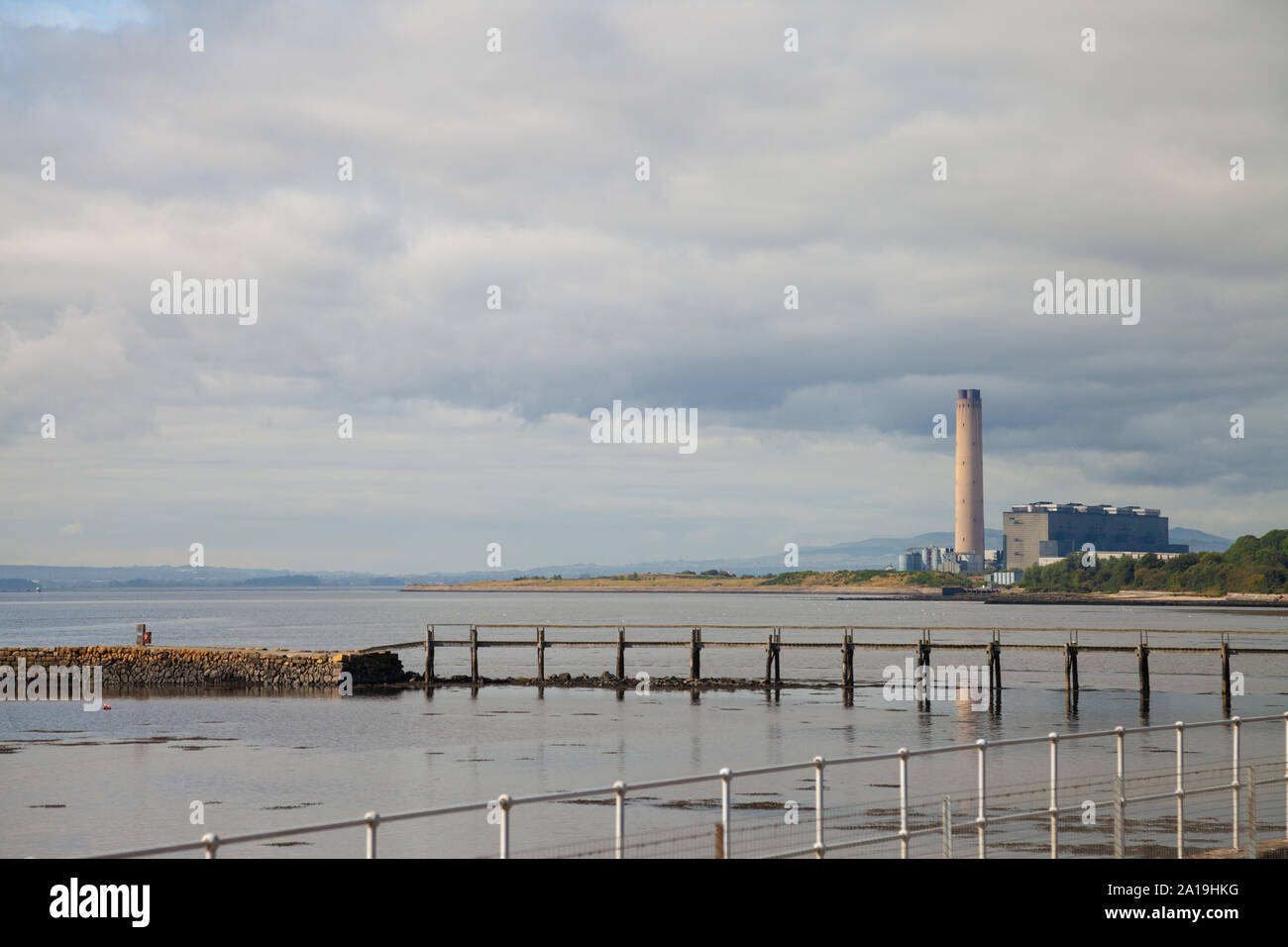 Longannet Power Station with the River Forth seen from Culross, Fife, Scotland. Stock Photo