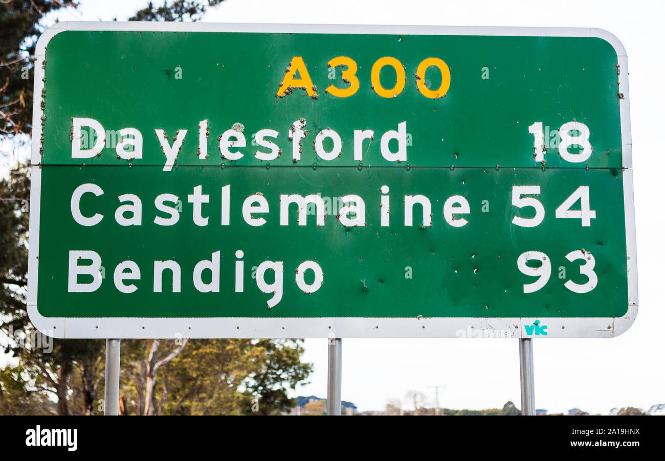 Australian Road Sign along the A300 with distance to the following ...