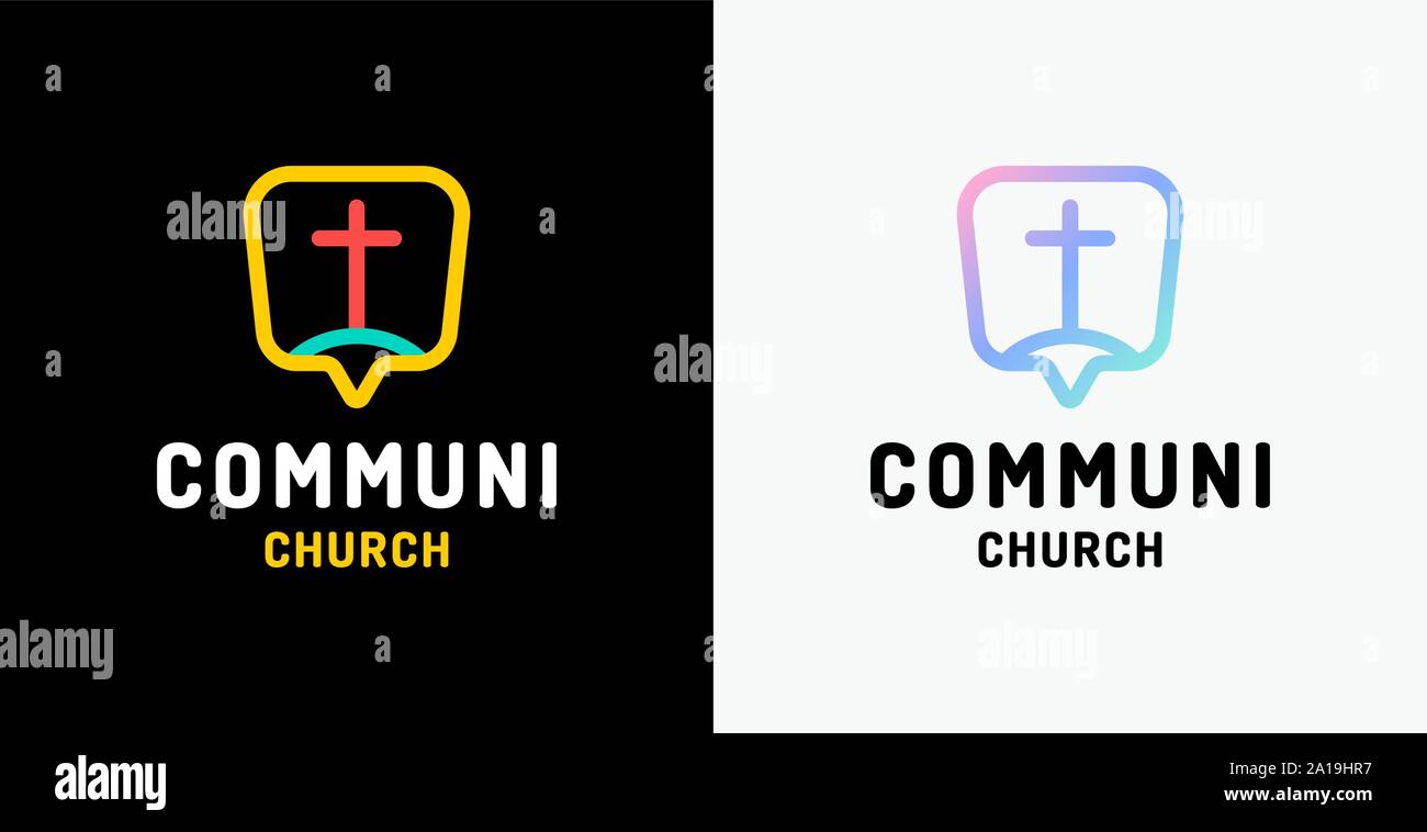 Church logo. Christian symbols. The cross of Jesus Christ and the symbol of communication Stock Vector
